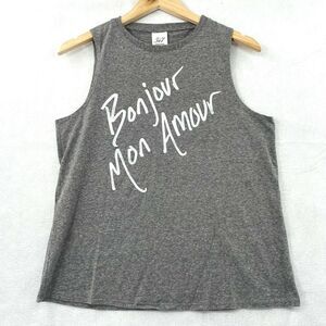 Cinq à Sept Gray Muscle Tee with Bonjour Print